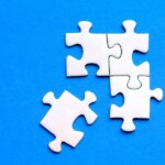 Jigsaw puzzle pieces representing the template for infographics.